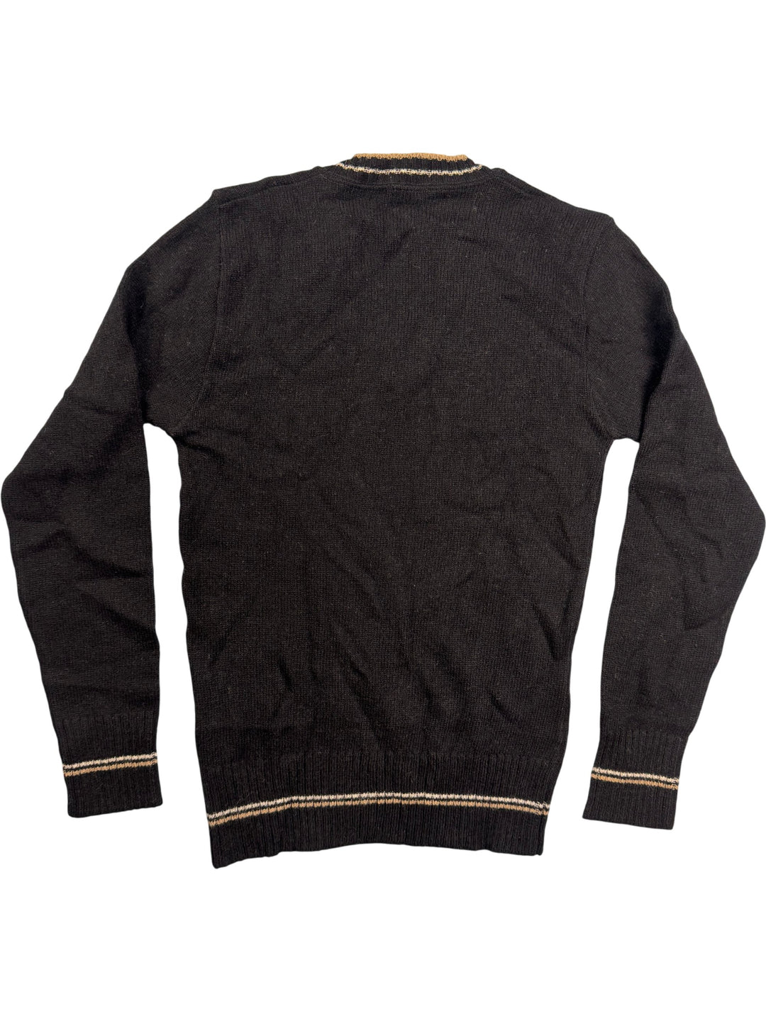 International Black V-Neck Wool Sweater - M