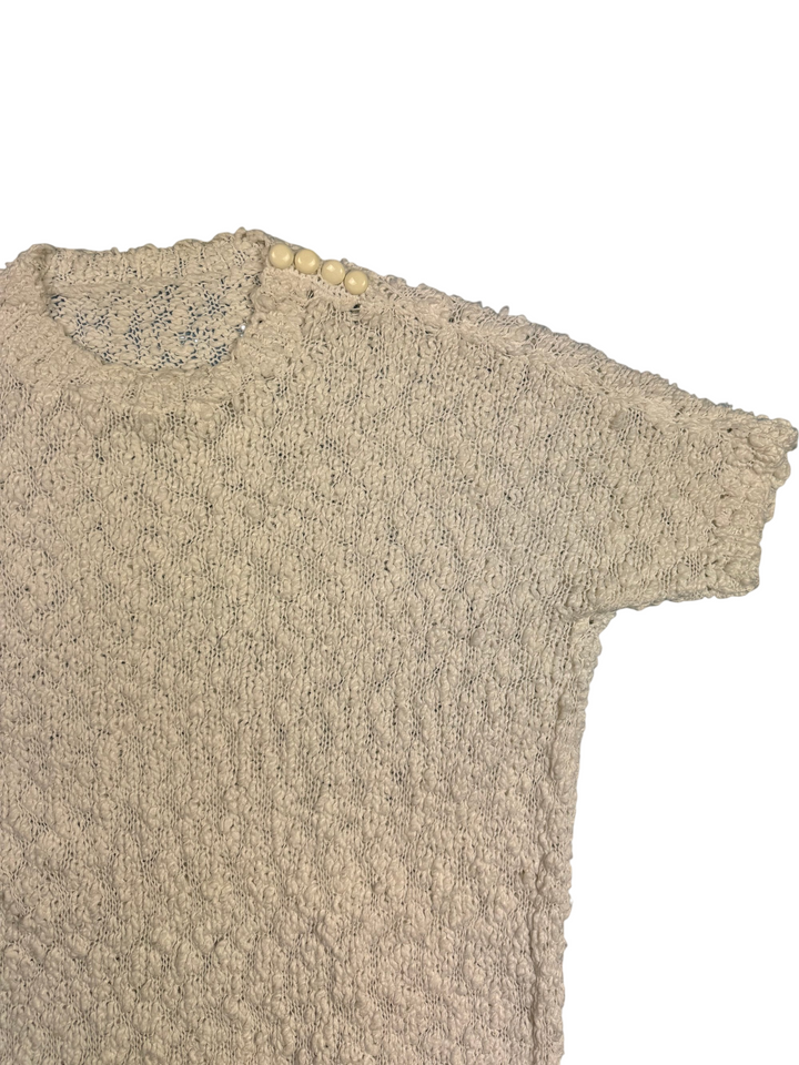Textured Knit Dress with Belt - S - Think Vintage
