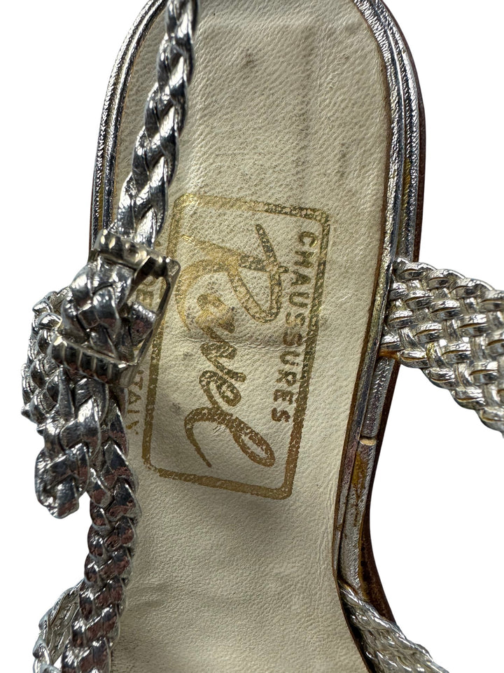 Ravel Silver Metallic Woven Sandals - 8