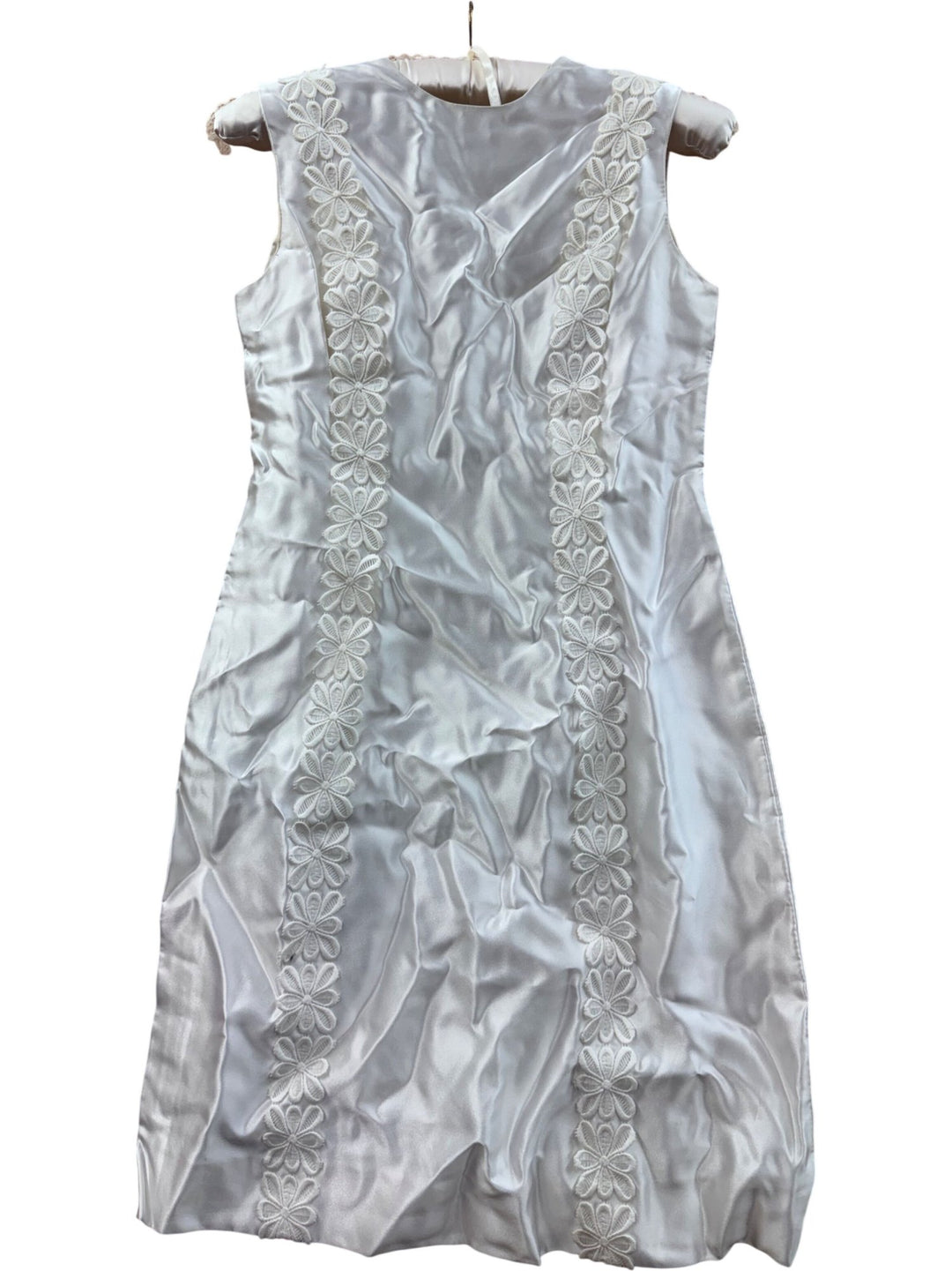 1960s White Embroidered Satin Robe