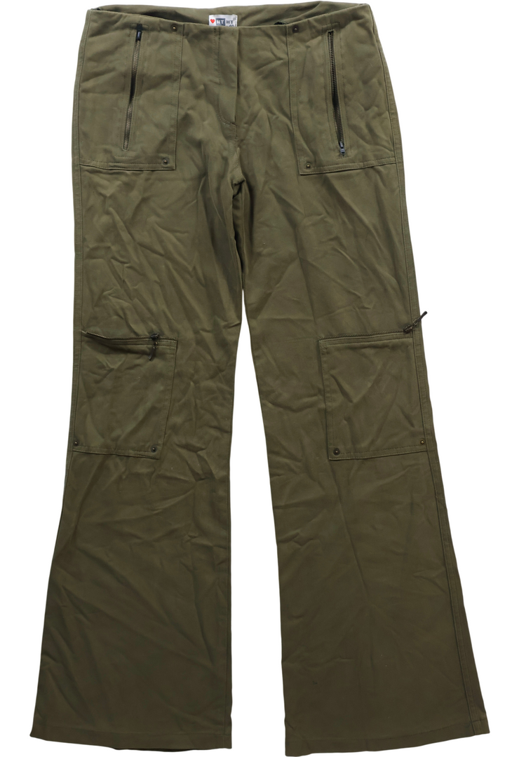 Low Rise Cargo Trousers Khaki - W31 L30 - Think Vintage