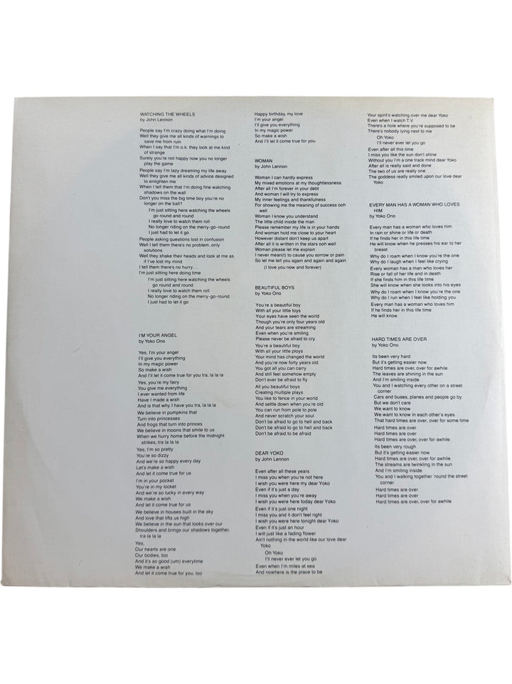 1980 John Lennon Yoko Ono Double Fantasy Vinyl - Good+
