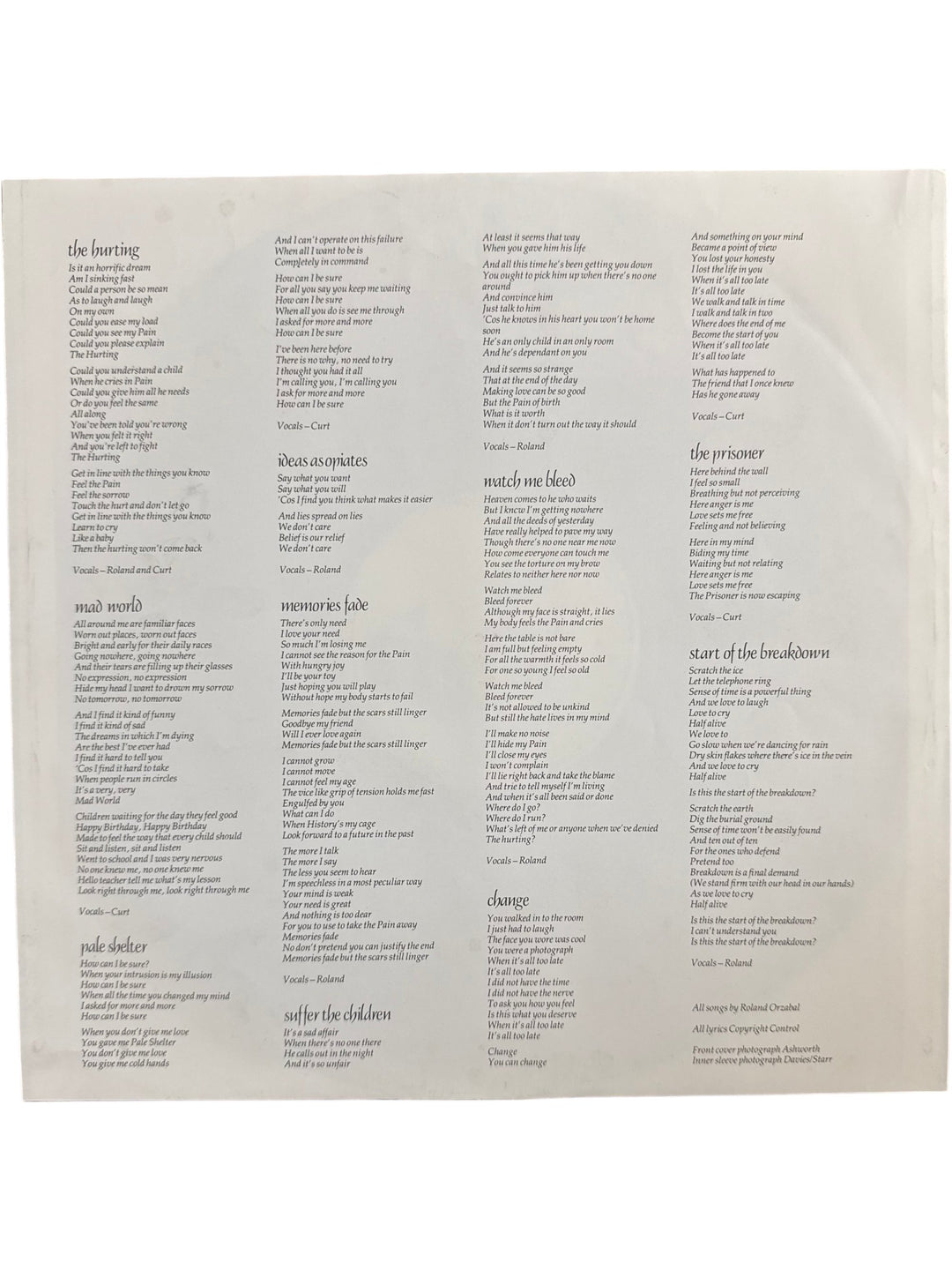The Hurting Vinyl Record by Tears For Fears - Think Vintage