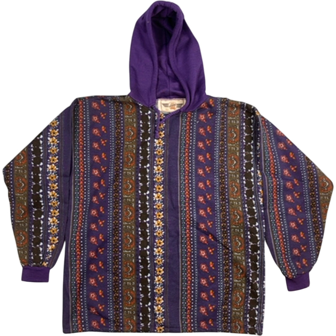 Multicolor Striped Hoodie with Floral Patterns - Think Vintage