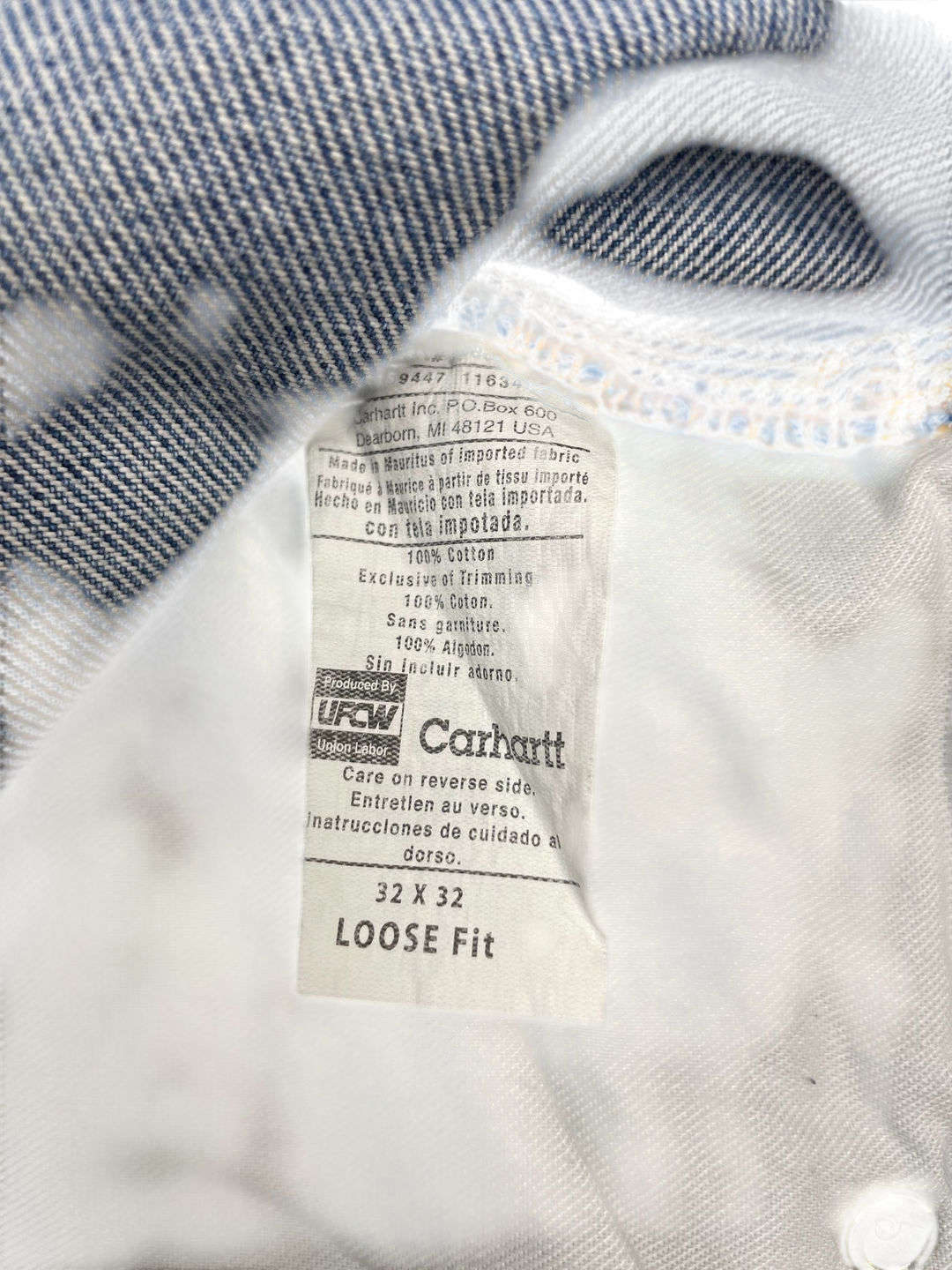 Carhartt Light Wash Denim Workwear Loose Fit Cargo Jeans - Think Vintage