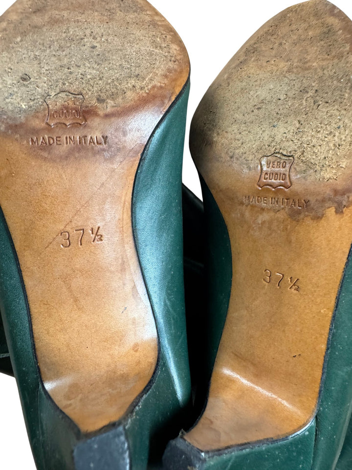 Green Italian Leather Cowboy Boots - 4.5