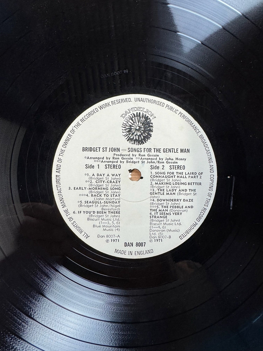 Bridget St John Songs For The Gentle Man Vinyl - Good