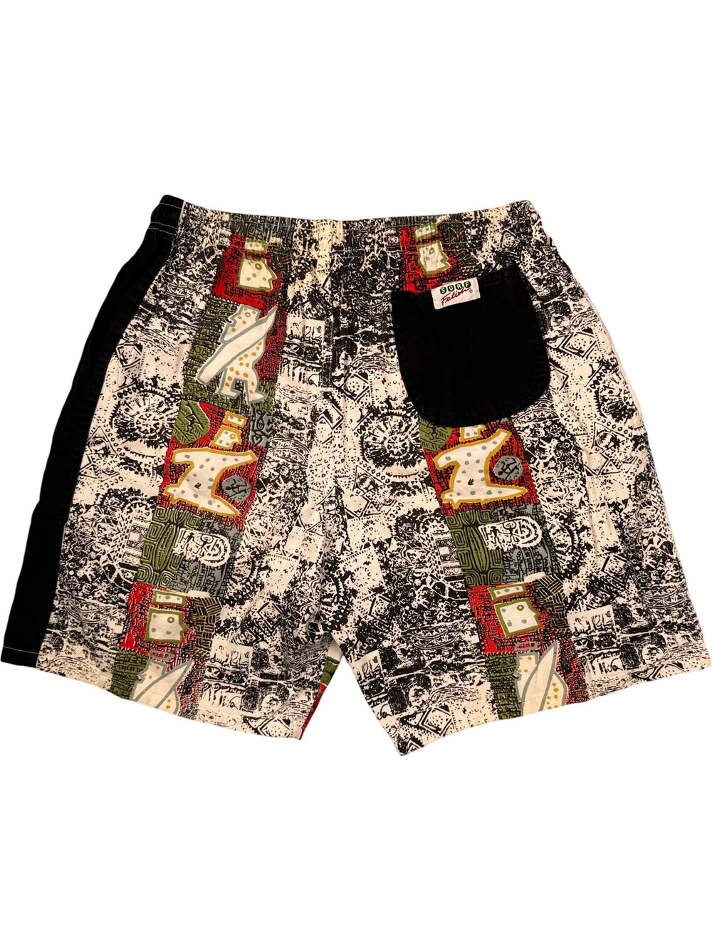 Multi-Coloured Abstract Print Shorts - M - Think Vintage