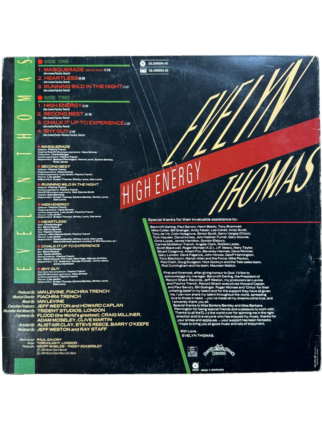 Evelyn Thomas High Energy Vinyl Record - Fair