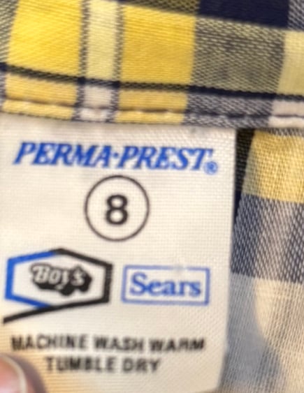 1970s Sears Plaid Long Sleeve Button Up Shirt - Age 8/9