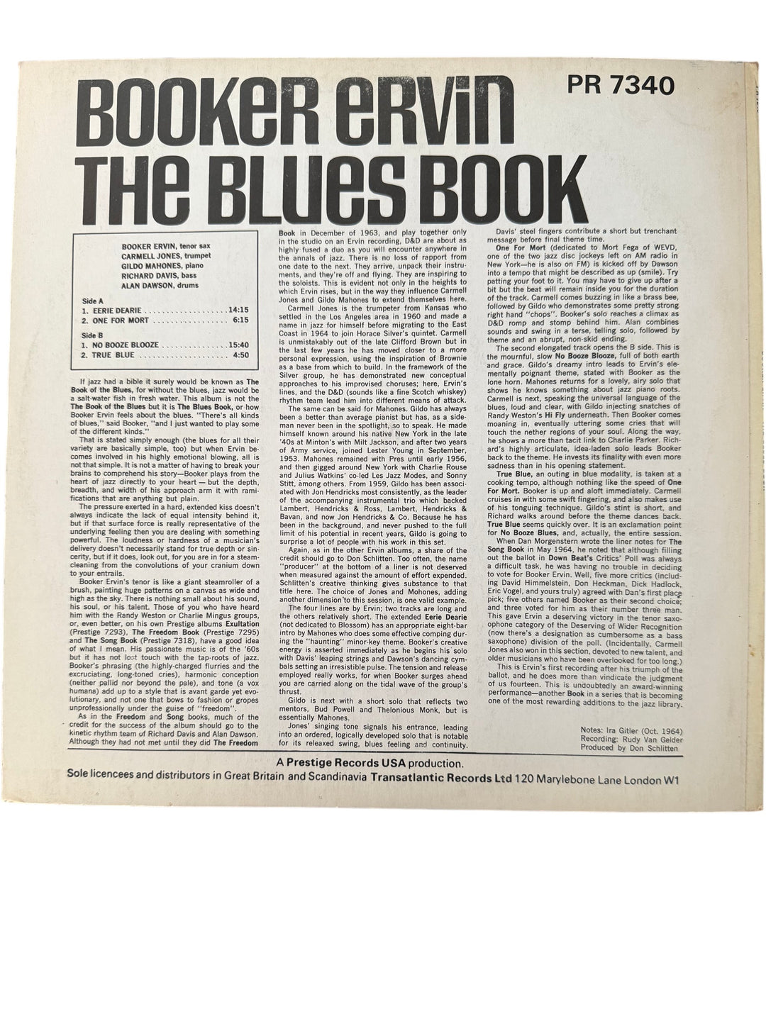 Booker Ervin The Blues Book Album - Think Vintage