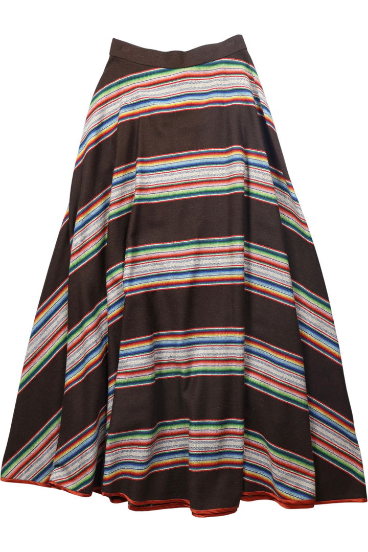 1970s Rainbow Stripe Maxi Skirt - XS - Think Vintage