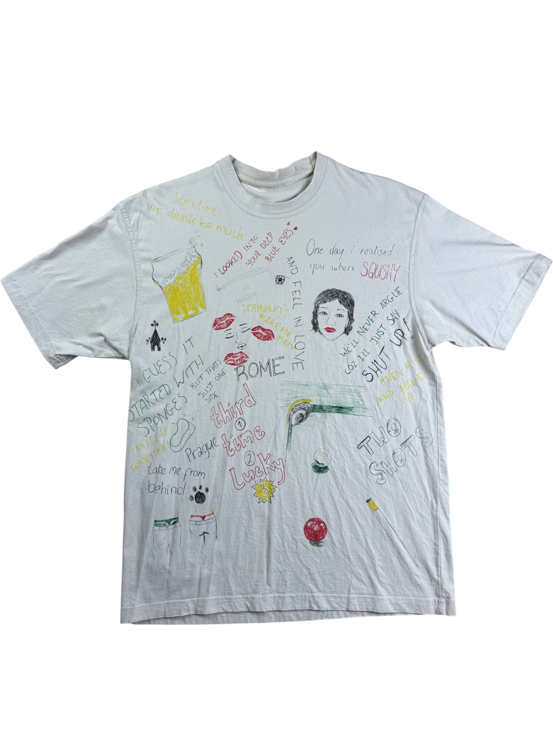 Graphic Text White Short Sleeve T-Shirt