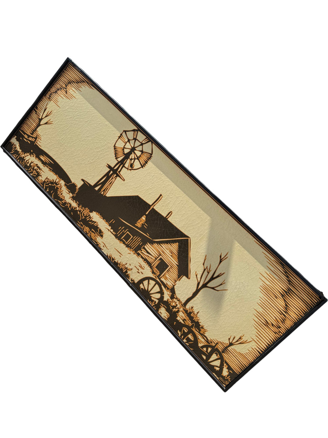 Crackle Finish Framed Artwork 'Windmill'