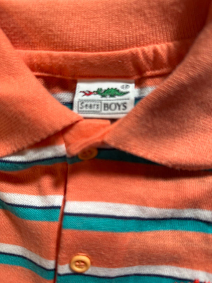 1980s Sears Striped Short Sleeve Polo Shirt - Age 8/9