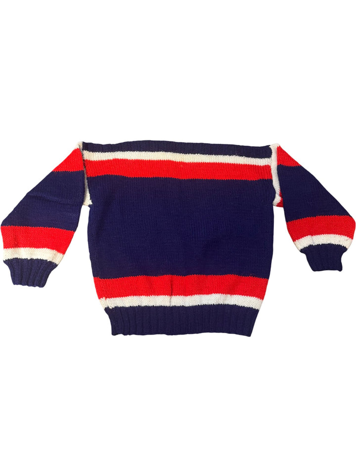 1970s Striped Hand Knit Sweater - Age 11-12