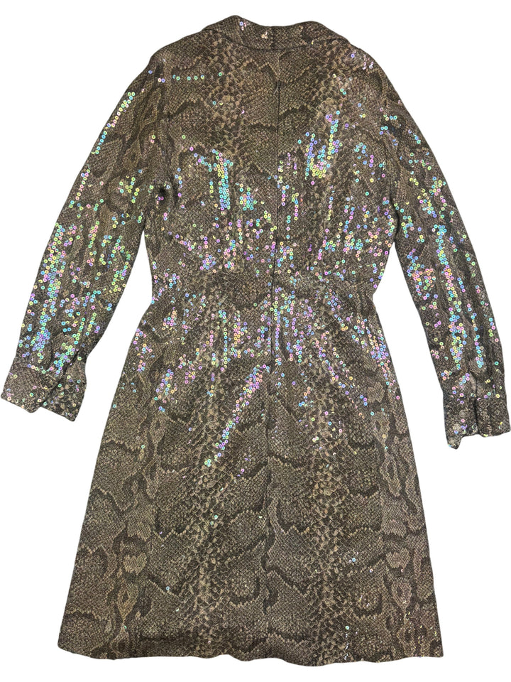 Sequin Long Sleeve Dress - L