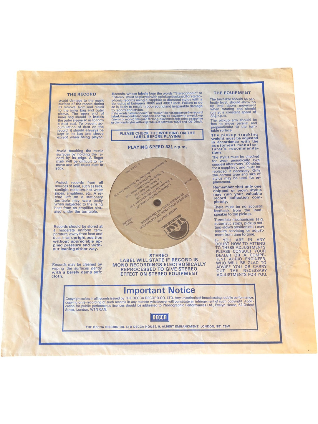 Maxine Sullivan The Great Songs From The Cotton Club Vinyl - Fair