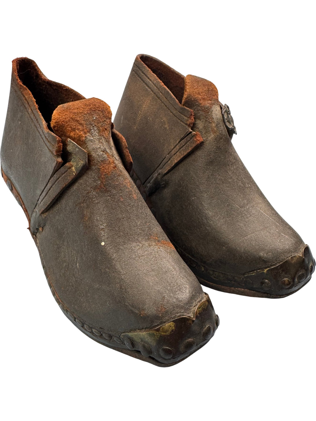 Antique Leather Buckled Shoes - Think Vintage