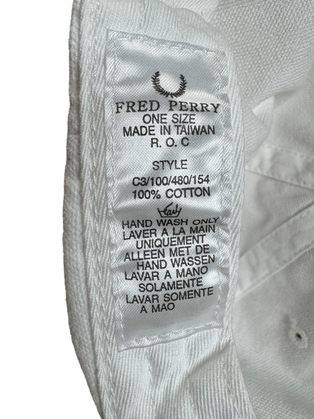 Fred Perry White Cotton Cap
