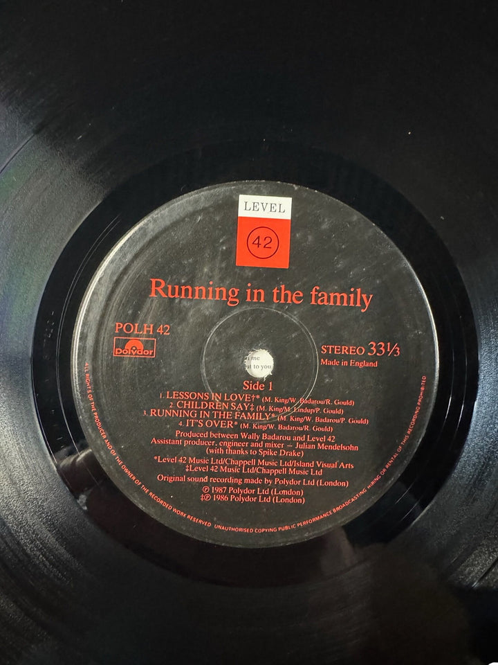 Level 42 Running In The Family Vinyl - Very Good