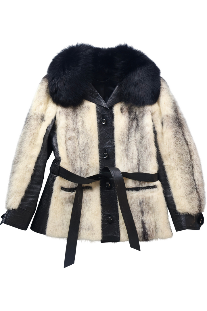60s Mink Fur and Leather Jacket - S - Think Vintage