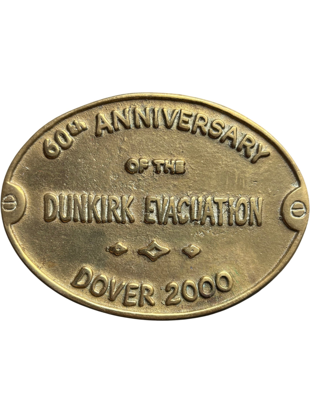 60th Anniversary Dunkirk Evacuation Dover 2000 Small Plaque Solid Brass - Think Vintage