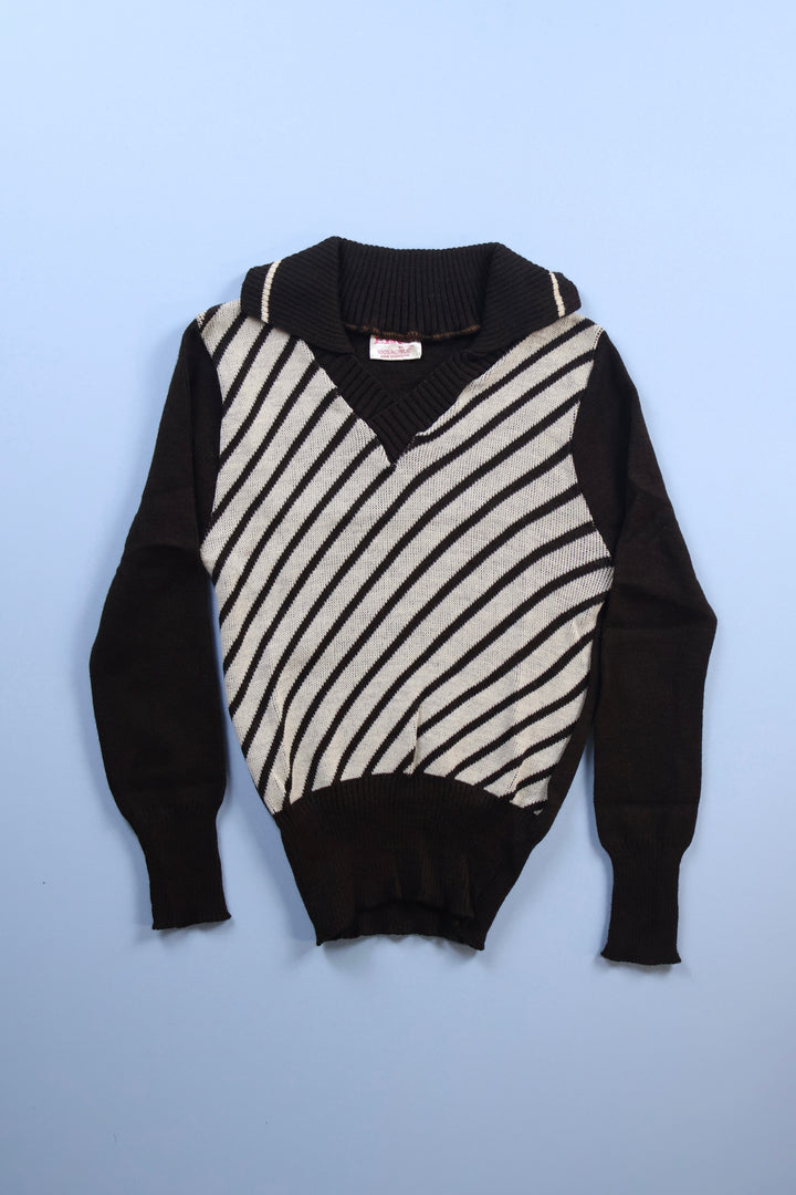 Vintage Stripy V-Neck Jumper