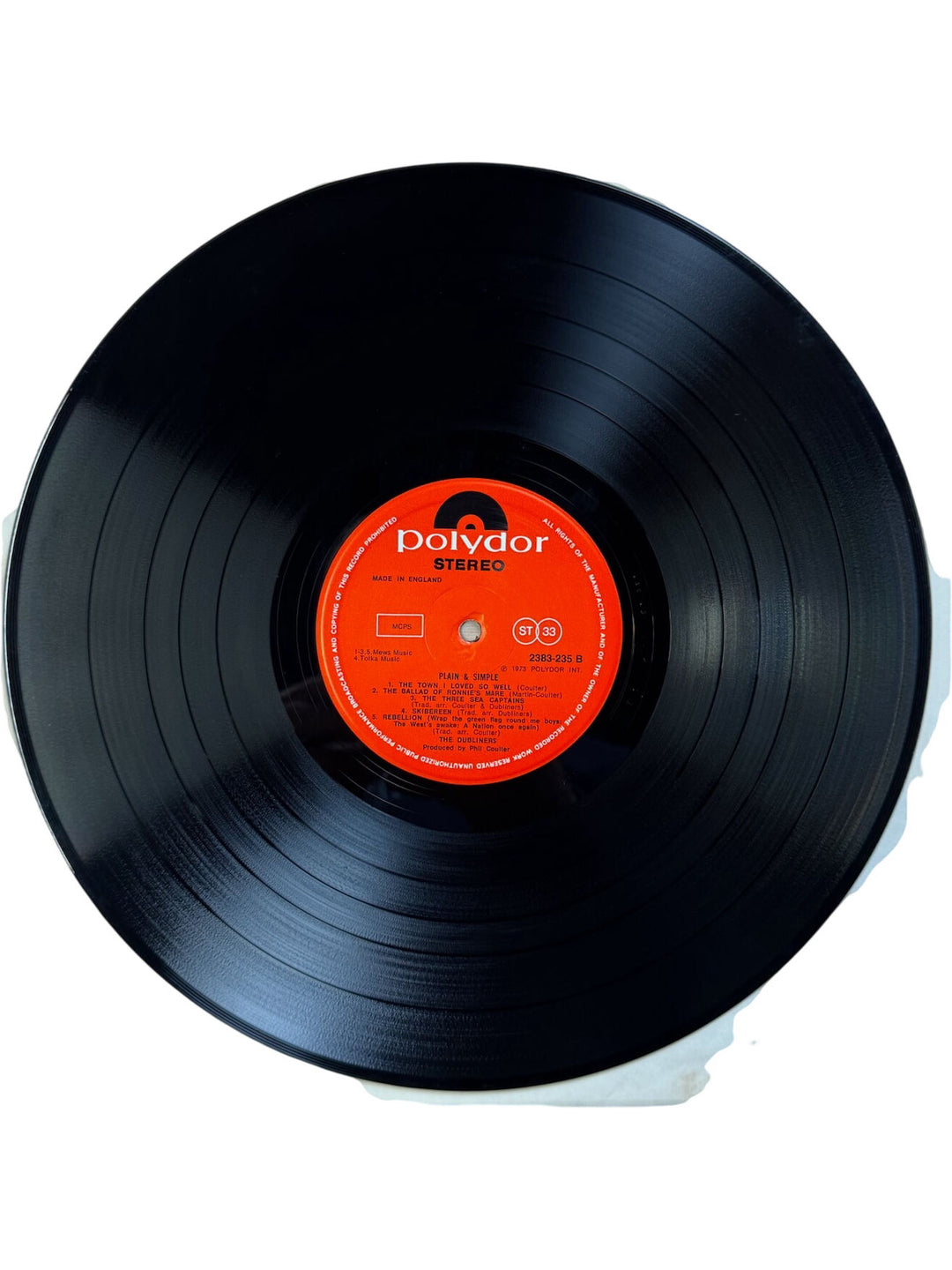 The Dubliners Plain & Simple Vinyl Record - Very Good
