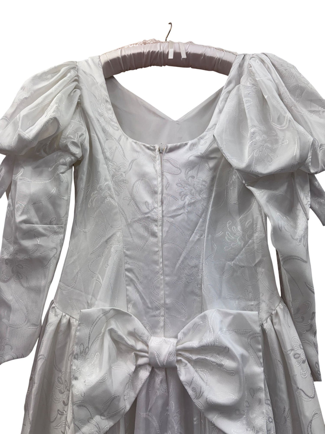 1980s White Puff Sleeve Wedding Dress