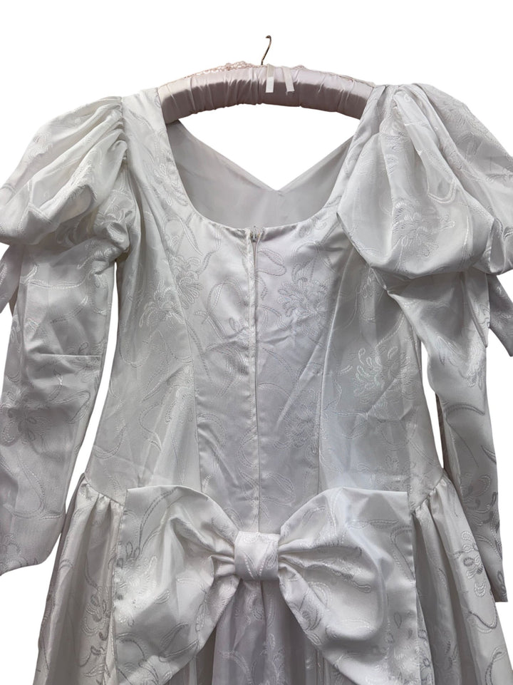 1980s White Puff Sleeve Wedding Dress