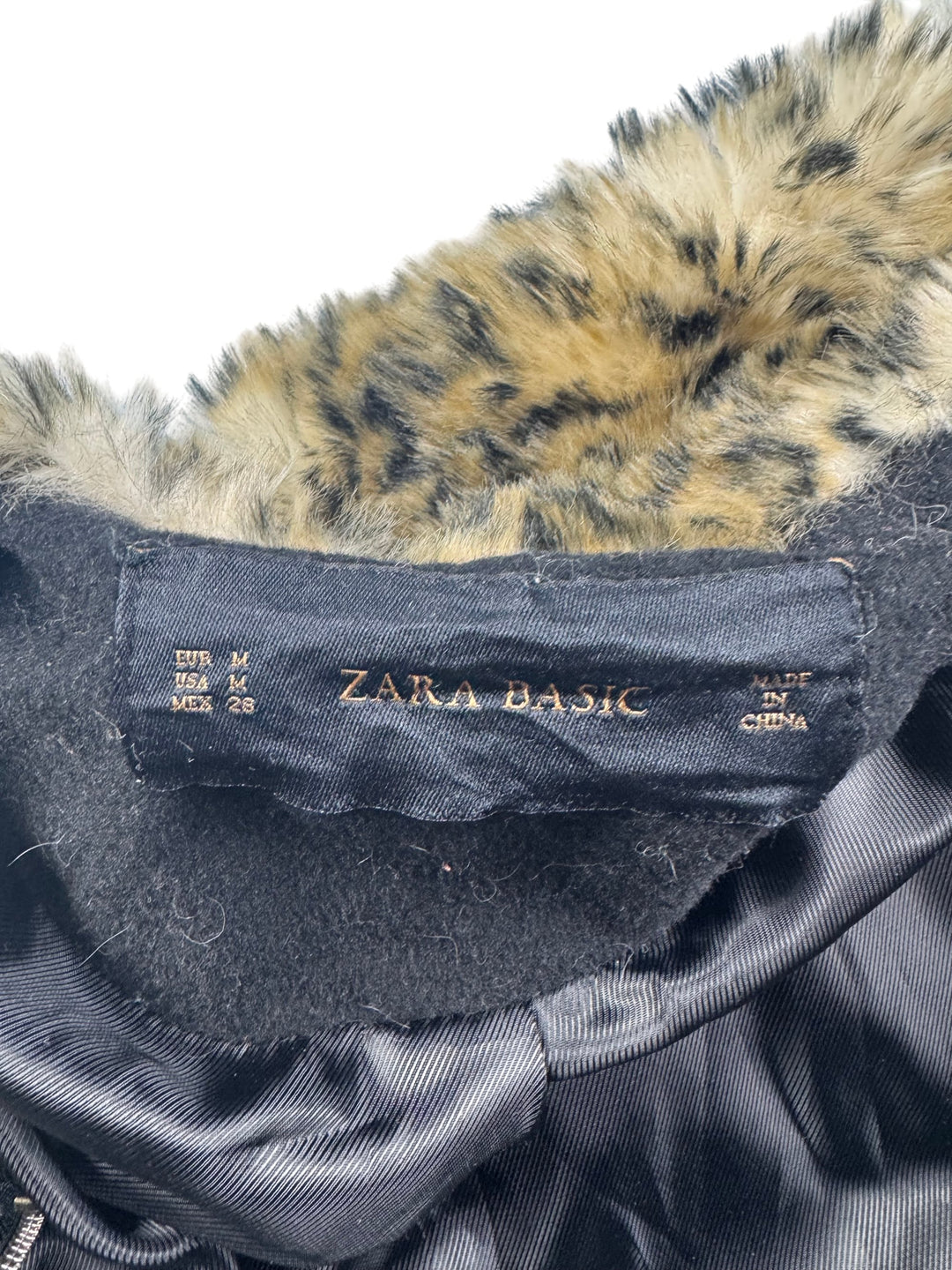 Zara Basic Faux Fur Leopard Print Coat - M