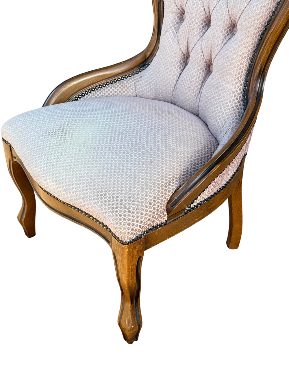 Upholstered Wooden Chair with Tufted Back - Think Vintage