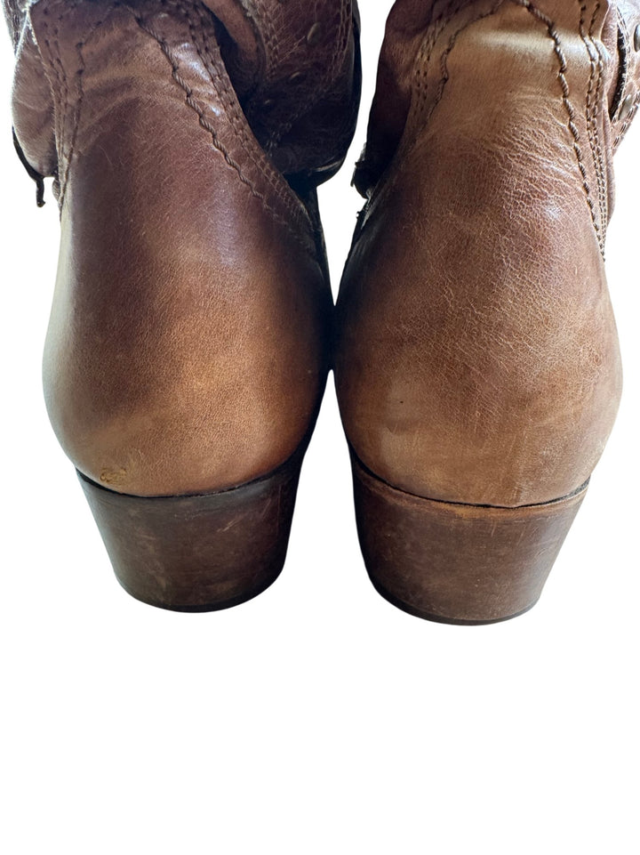 Brown Leather Cowboy Boots - 8