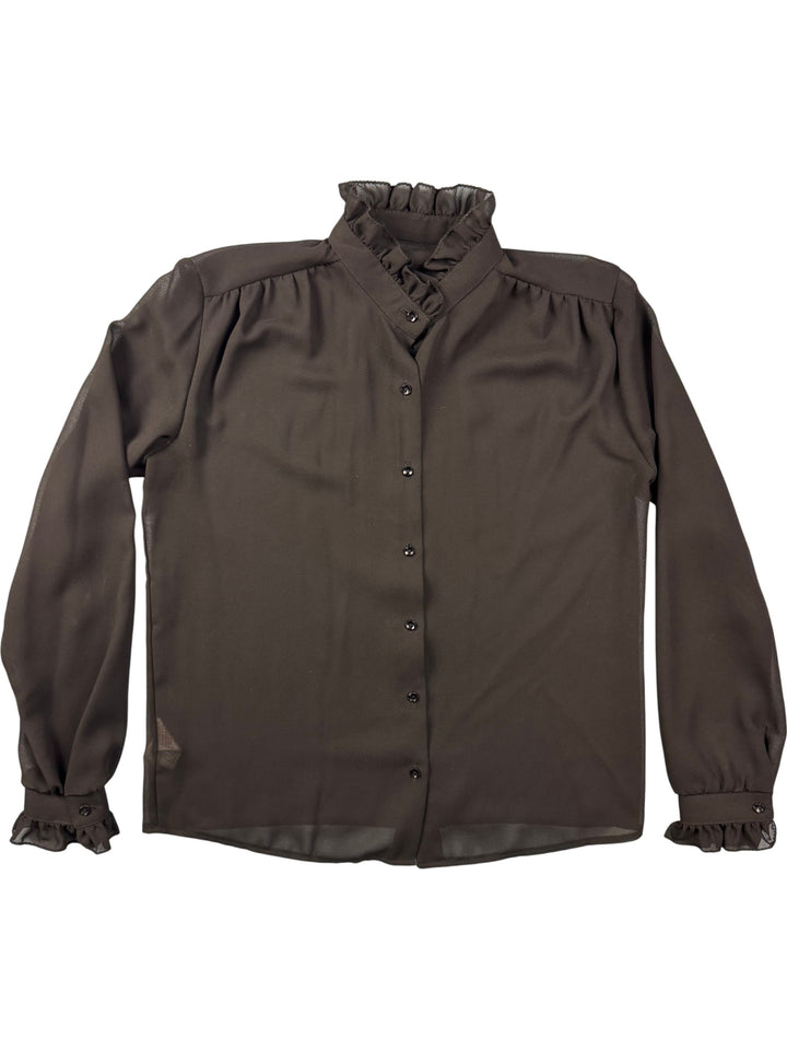 St Michael Black Long Sleeve Blouse - M