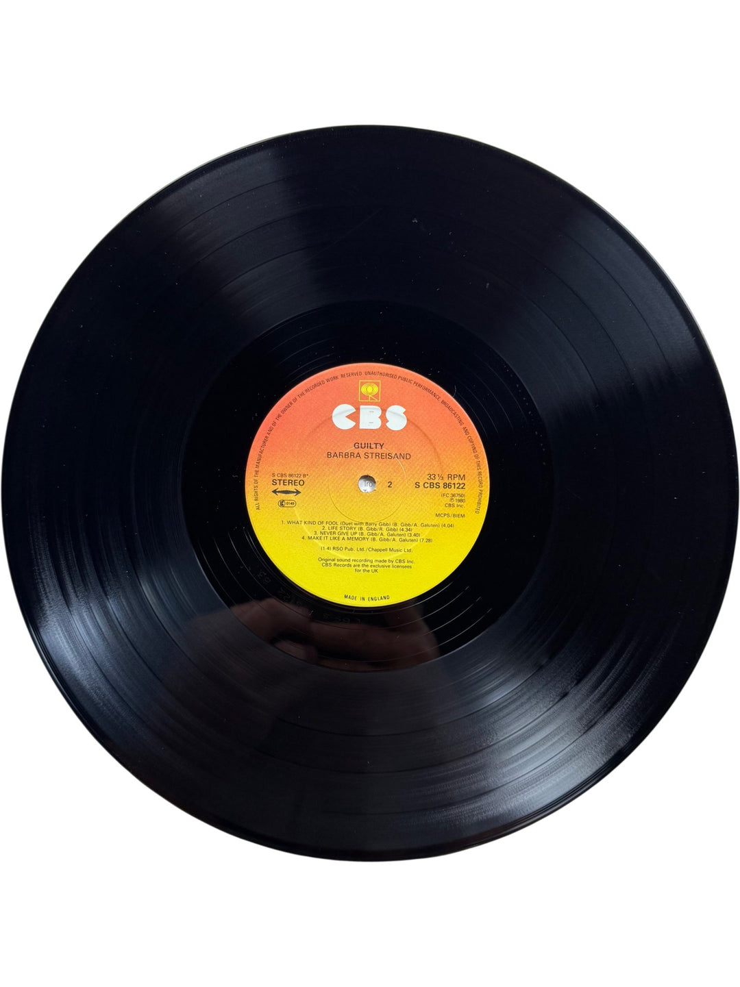 Barbra Streisand Guilty Vinyl Record - Very Good