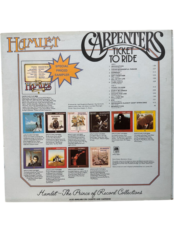 Carpenters Ticket To Ride Vinyl Record - Very Good