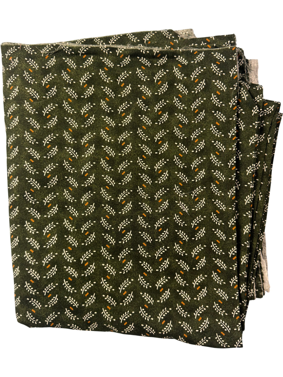 Olive Green Patterned Fabric - 5m - Think Vintage