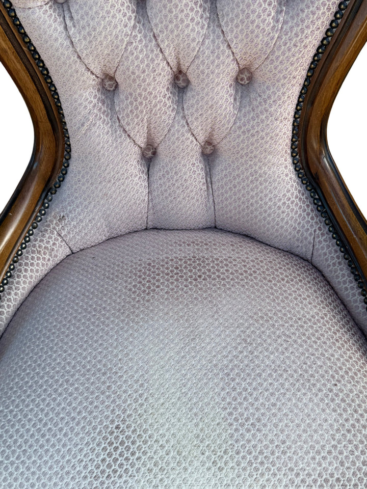 Upholstered Wooden Chair with Tufted Back - Think Vintage