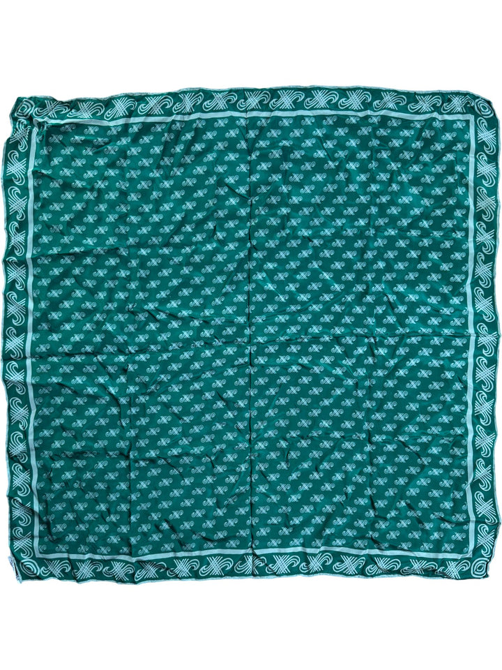 Jaeger Green Silk Patterned Bandana