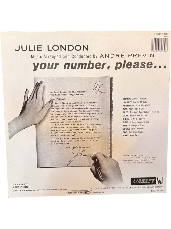 Julie London 'Your Number Please' Vinyl Record - Good