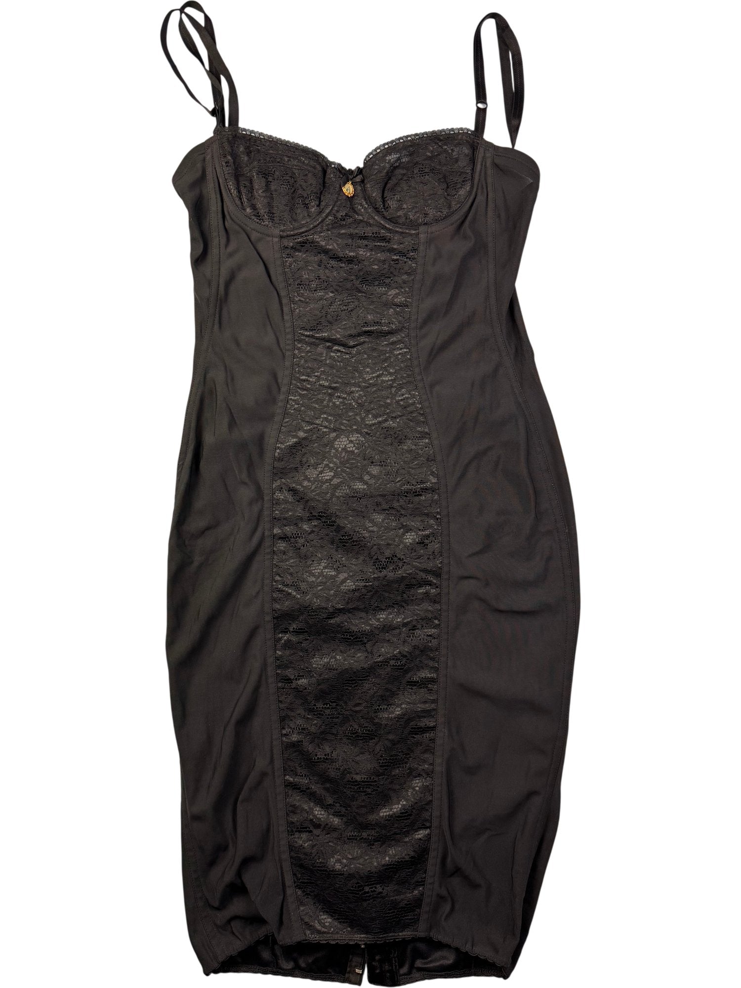 1990s Dolce & Gabbana Black Lace Bustier Dress - S