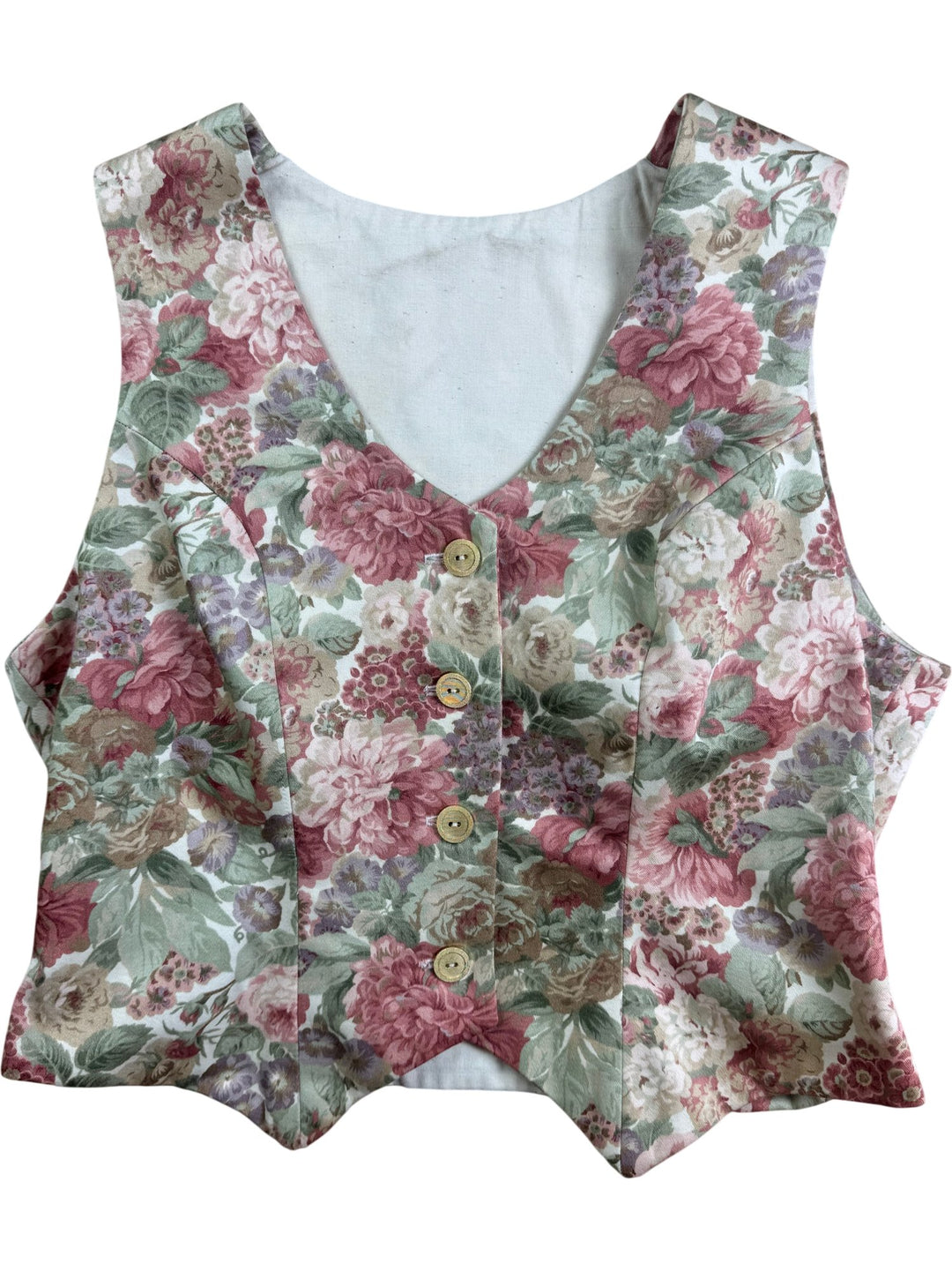 Floral Patterned Button-Up Waistcoat - S