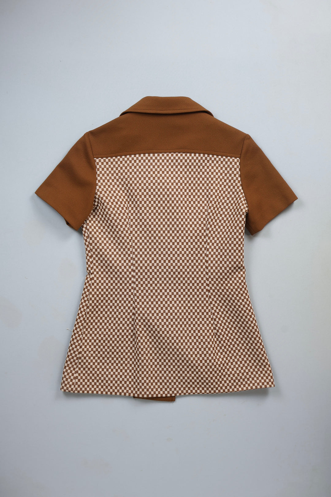 1960s Spinney Chequered Double Button Short-Sleeved Blouse