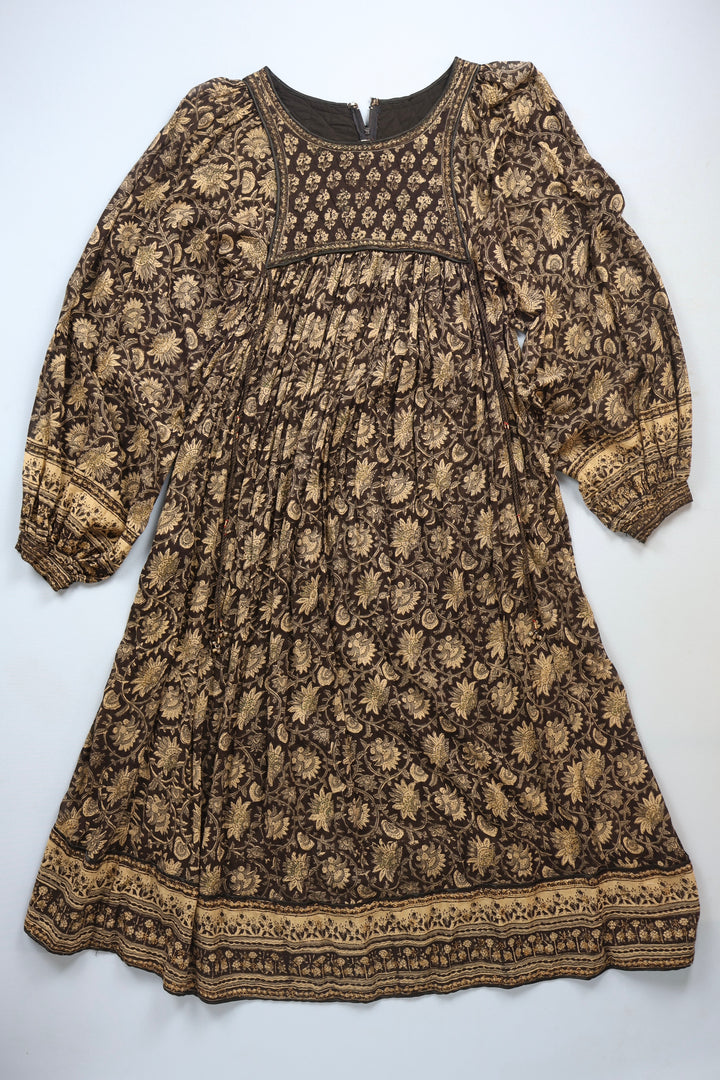 Phool Indian Cotton Dress with Block Print