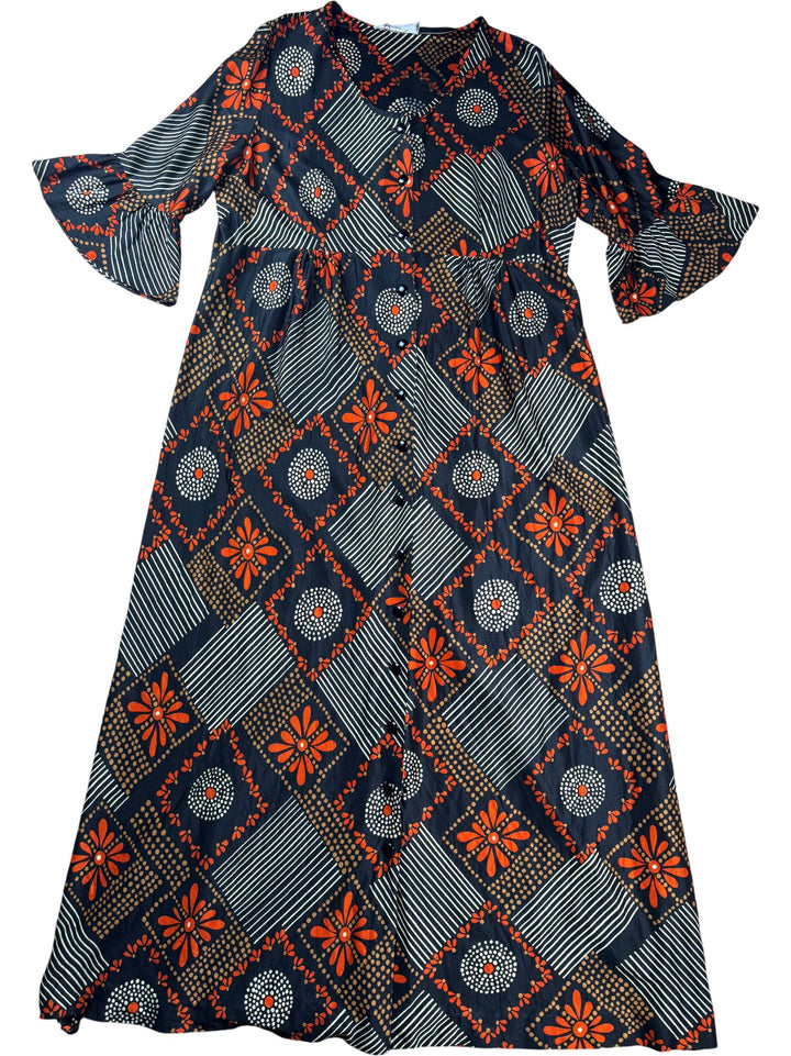 Floral Geometric Patterned Dress - M/L