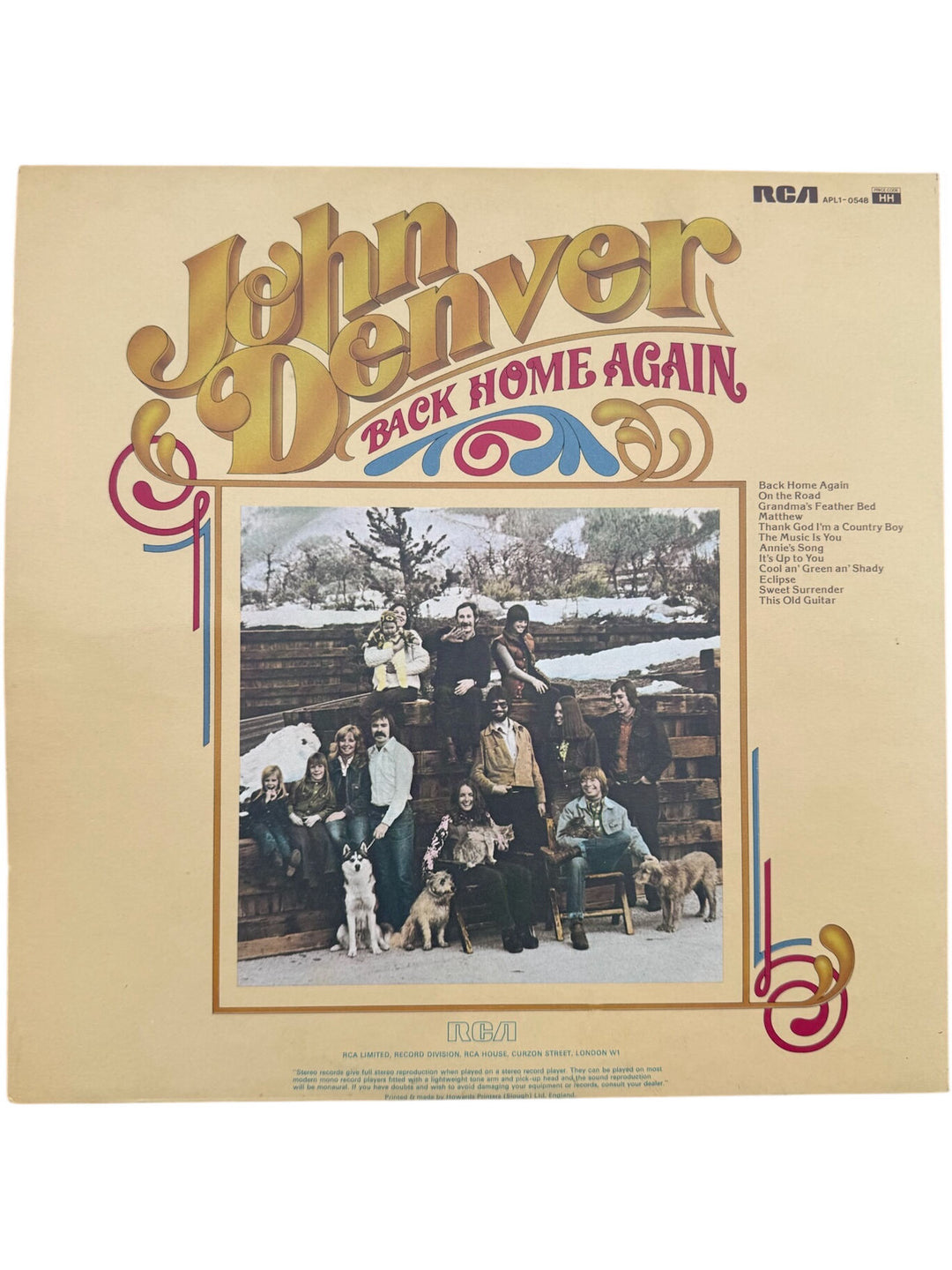 John Denver Back Home Again LP Record
