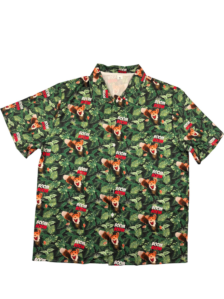 Tropical Basil Brush Print Short Sleeved Shirt - XXL