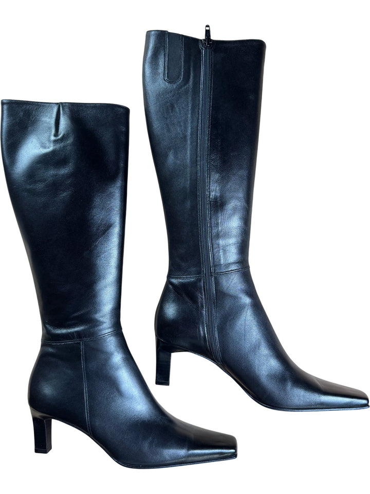 Caparrini Black Leather High Heeled Boots - 3.5