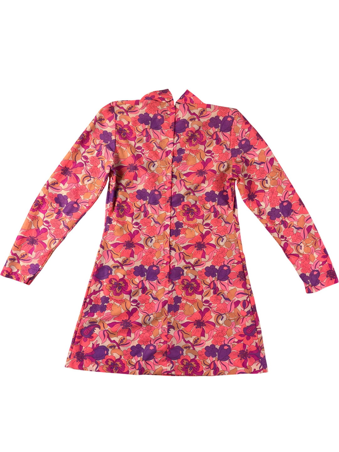 1970s Floral Nylon Mini Dress - M